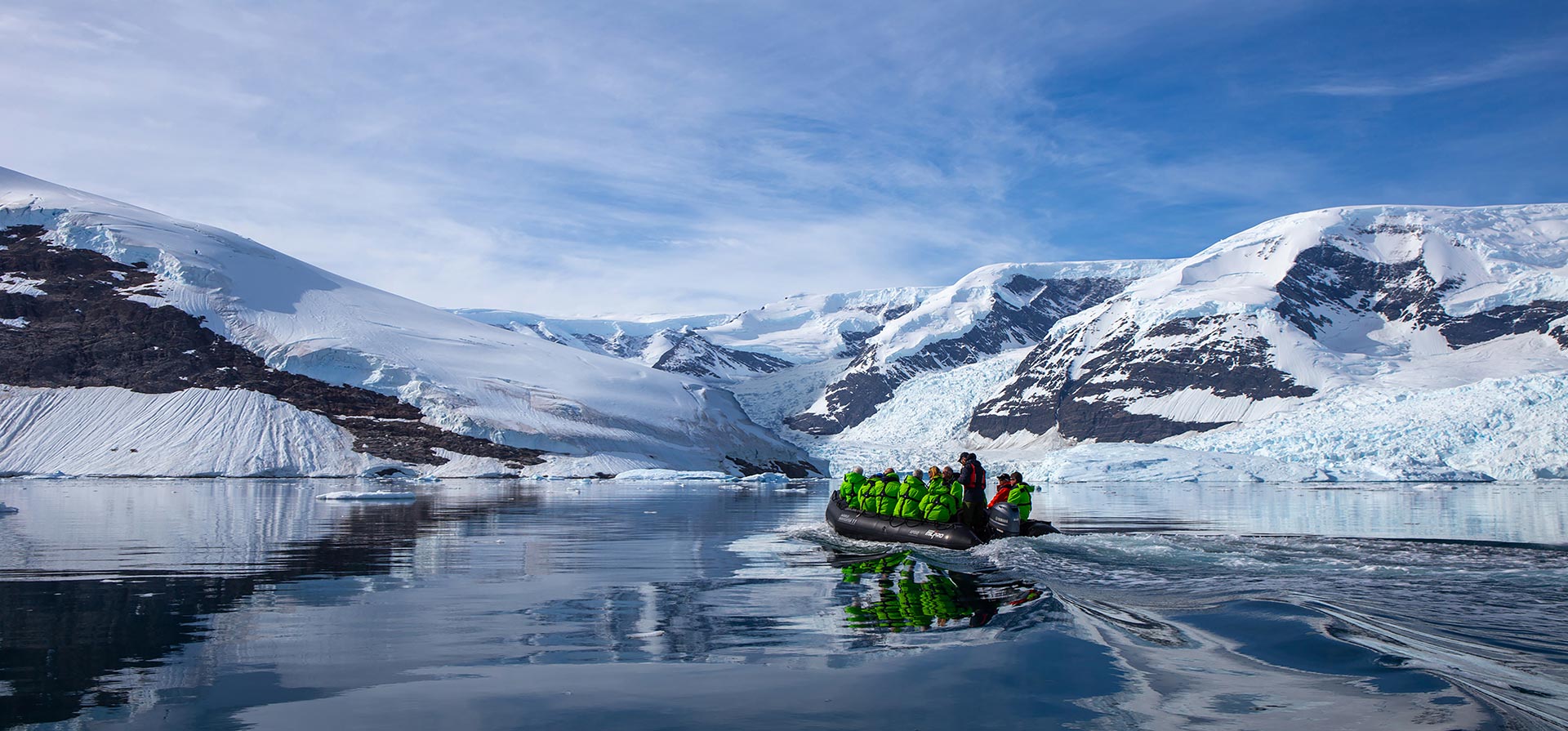 Atlas guests exploring Antarctic waters by Zodiac