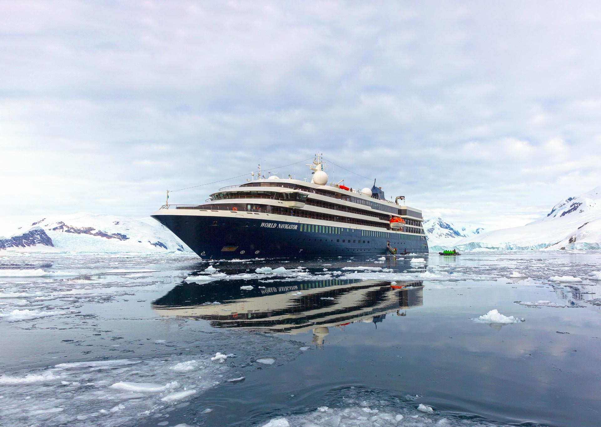 Atlas World Navigator surrounded by Antarctic ice